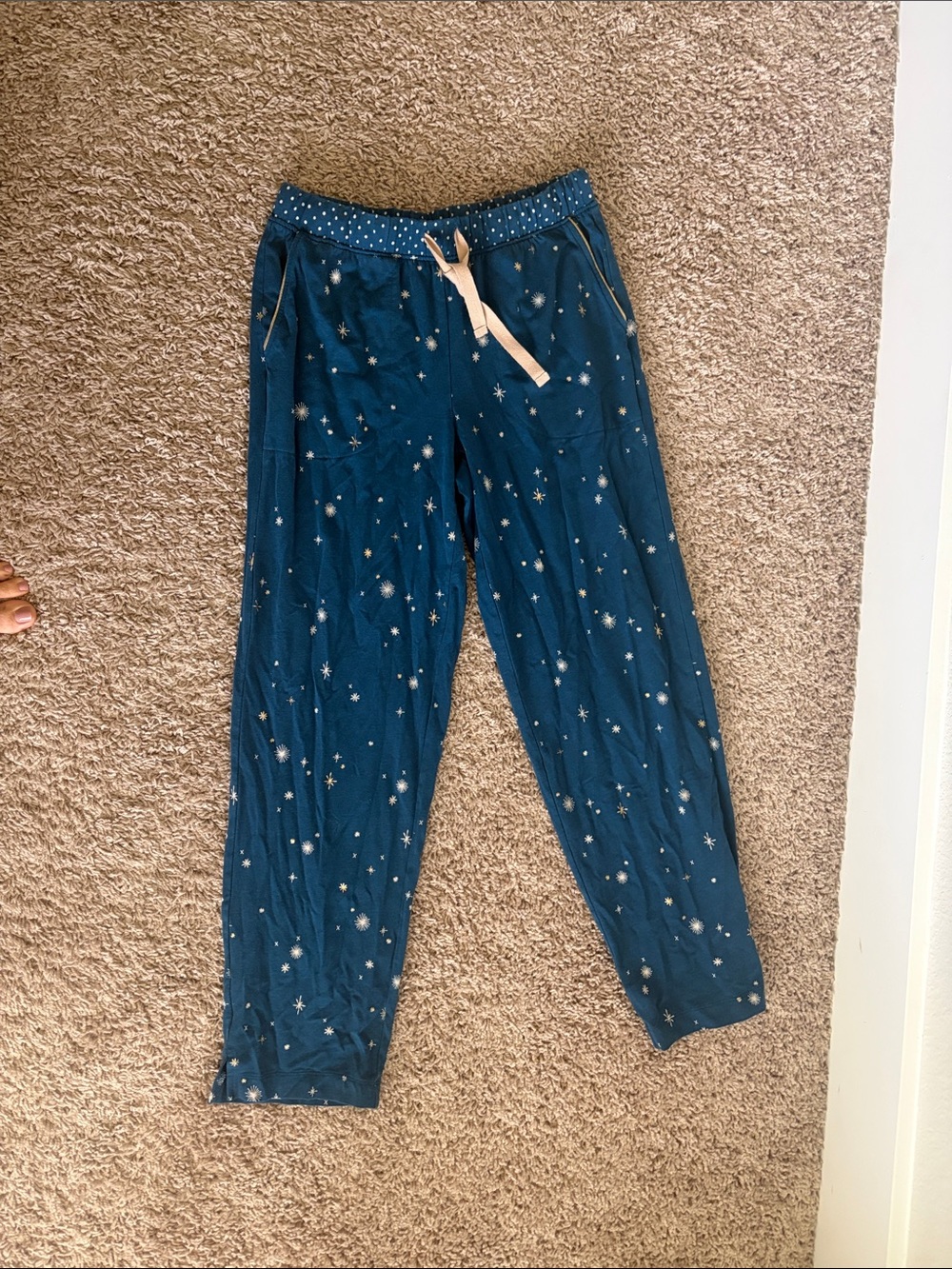 Soma Teal Lounge Pants with Cream Dot Drawstring